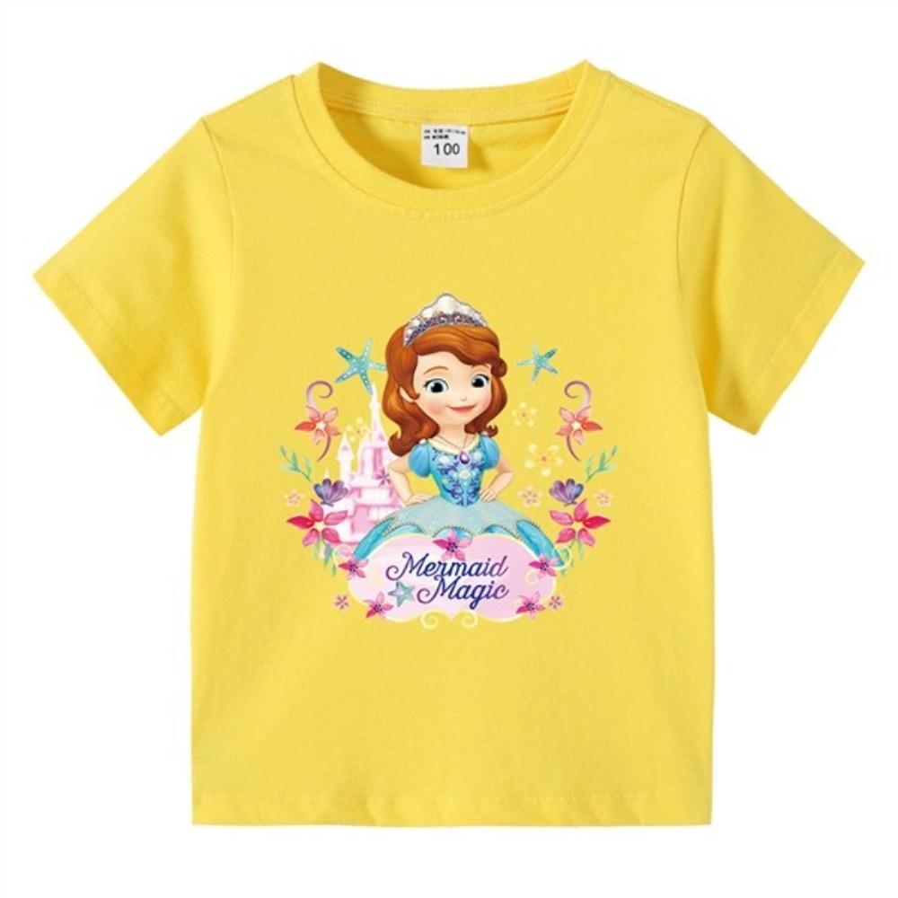 Children's T-shirt Sofia Princess Print Pure Cotton Breathable Outfit 2026 Summer New Fashionable Cool Top