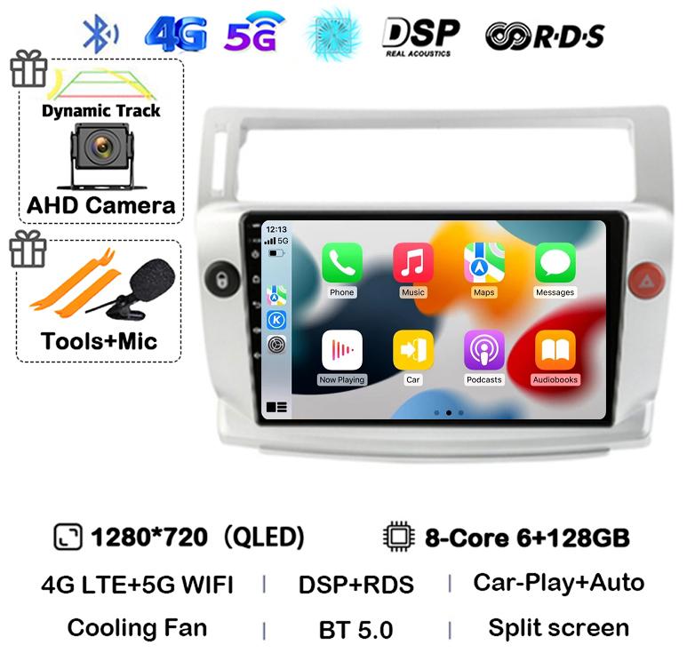 Android 14 Carplay Auto For Citroen C4 C-Triomphe Quatre 2004-2014 Car Radio Multimedia Video Player Head Unit Stereo 360 Camera