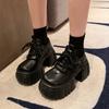 8CM Women Mary Jane New Lace Up Loafers Platform Wedge Sneakers Chunky Shoes Women Black Shoes Spring Autumn Walking Sneakers