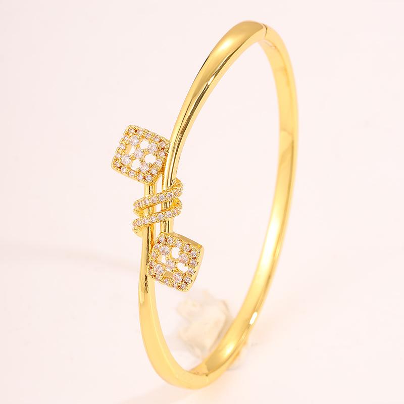 Korean version design does not fade , open square diamond-set light luxury women, fashionable personality high-end