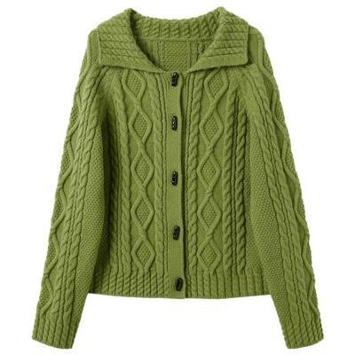 Sancai Winter Woolen Cardigan with Horn Buttons