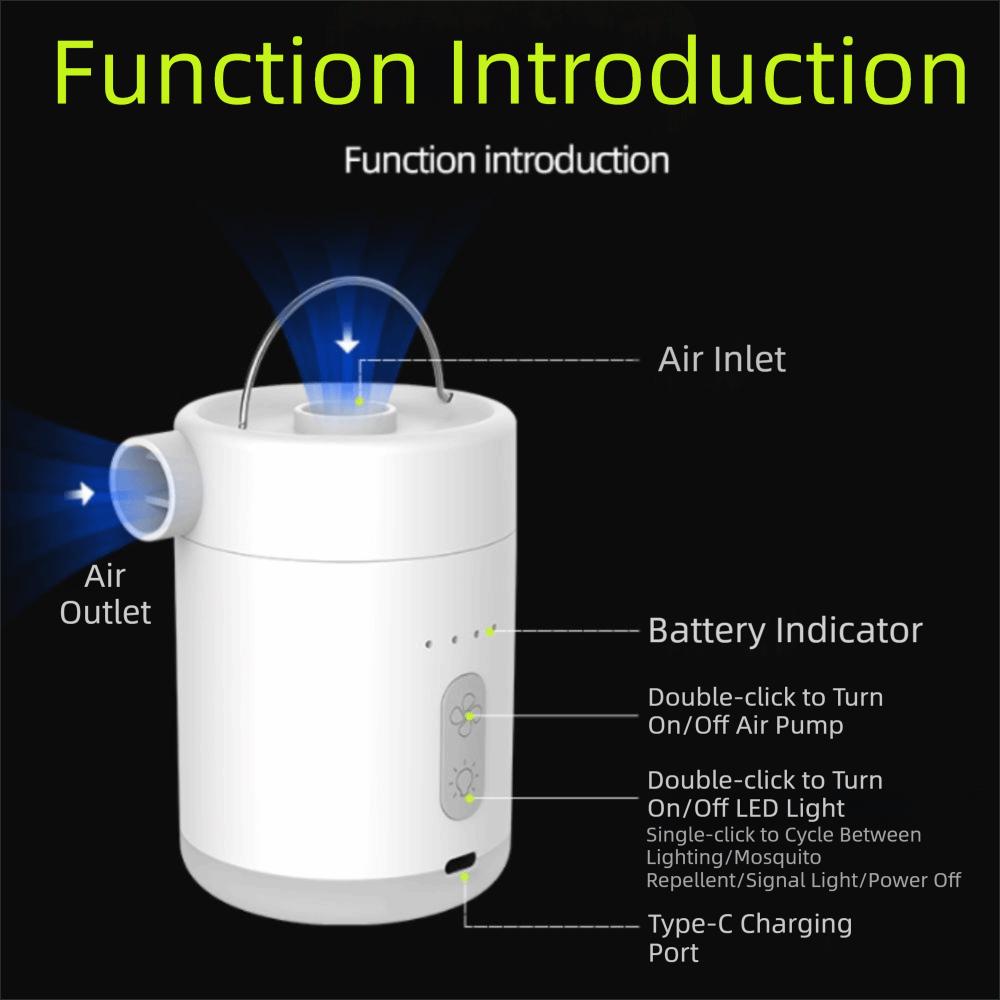 Wireless Operation Electric Air Pump High Power USB Rechargeable Pump  Outdoor Use