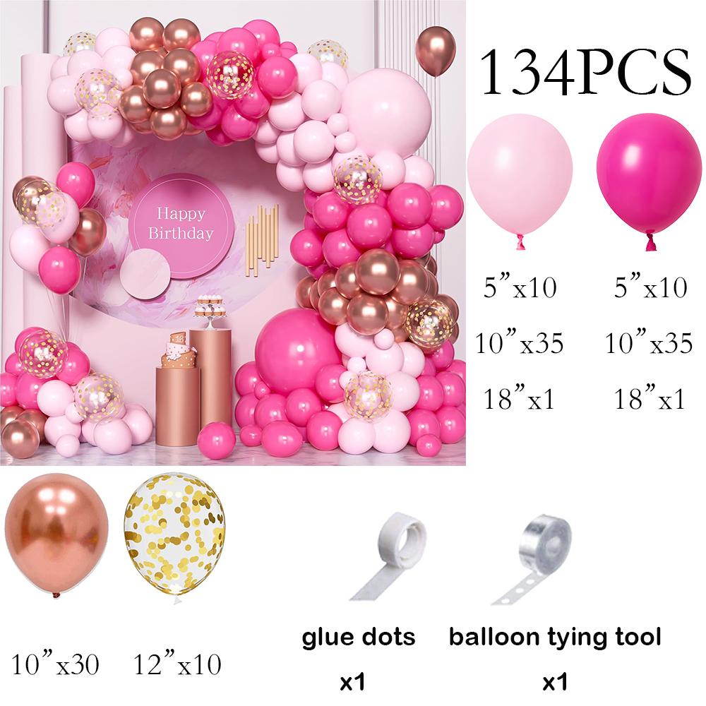 

Rose Pink Balloons Garland Pink Rose Gold Balloon Arch Kit Baby Shower Gender Reveal Birthday Party Wedding Valentine Day Decor AS Picture
