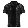 Summer Fashion New Men's Lace Short Sleeve Shirt Casual Hollow versatile Top