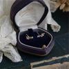 S925 Sterling Silver 14K Gold Plated Zircon Leaves Stud Earrings Korean Flower Plant Earrings