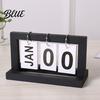 Desktop Calendar with Ornament Decor Metal Perpetual Solid Wood Iron Ring Rust-Resistant Wooden Rust-resistant