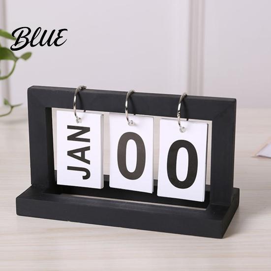 Desktop Calendar with Ornament Decor Metal Perpetual Solid Wood Iron Ring Rust-Resistant Wooden Rust-resistant