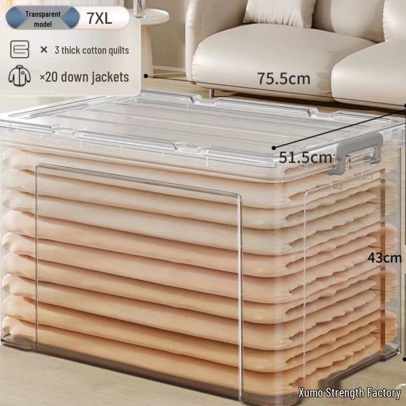 Large Capacity Transparent Plastic Storage Box for Clothes & Snacks - Orange