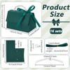 16sets Foldable Paper Wedding Candy Totes with Plastic Imitation Pearl Round Beaded Handle and Ribbon Handbag Shape Dark Green