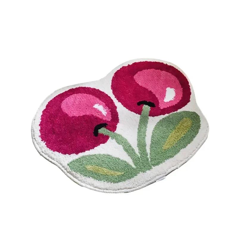 

Прекрасный вишневый стеганый коврик для двери, мягкий, толстый, пушистый, стеганый коврик для ванной, впитывающий коврик для входа в ванную, коврики для спальни розы красного