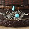 6 Pcs Braided Bracelet Set Different Shapes Wooden Bead Decor Peacock Feather Pendant Retro Ethnic Style