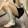 Autumn and Winter Spice Girls Sweet and Cool Wind Toe But Knee High Boots Catwalk Mid Tube Open Toe Cool Boots