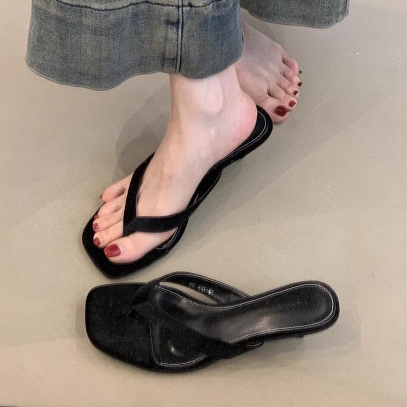 Fashion SUOJIALUN 2025 Summer New Brand Women Slipper Fashion Narrow Band Slip On Flip Flop Thin Low Heel Outdoor Dress Sandal Slides