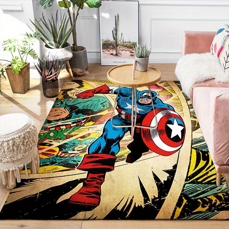 1pc Marvel Avengers Super Heroes Area Rug, Non Slip Floor Mat, Cartoon Character Design, Soft Velvet, Room Decor, Washable