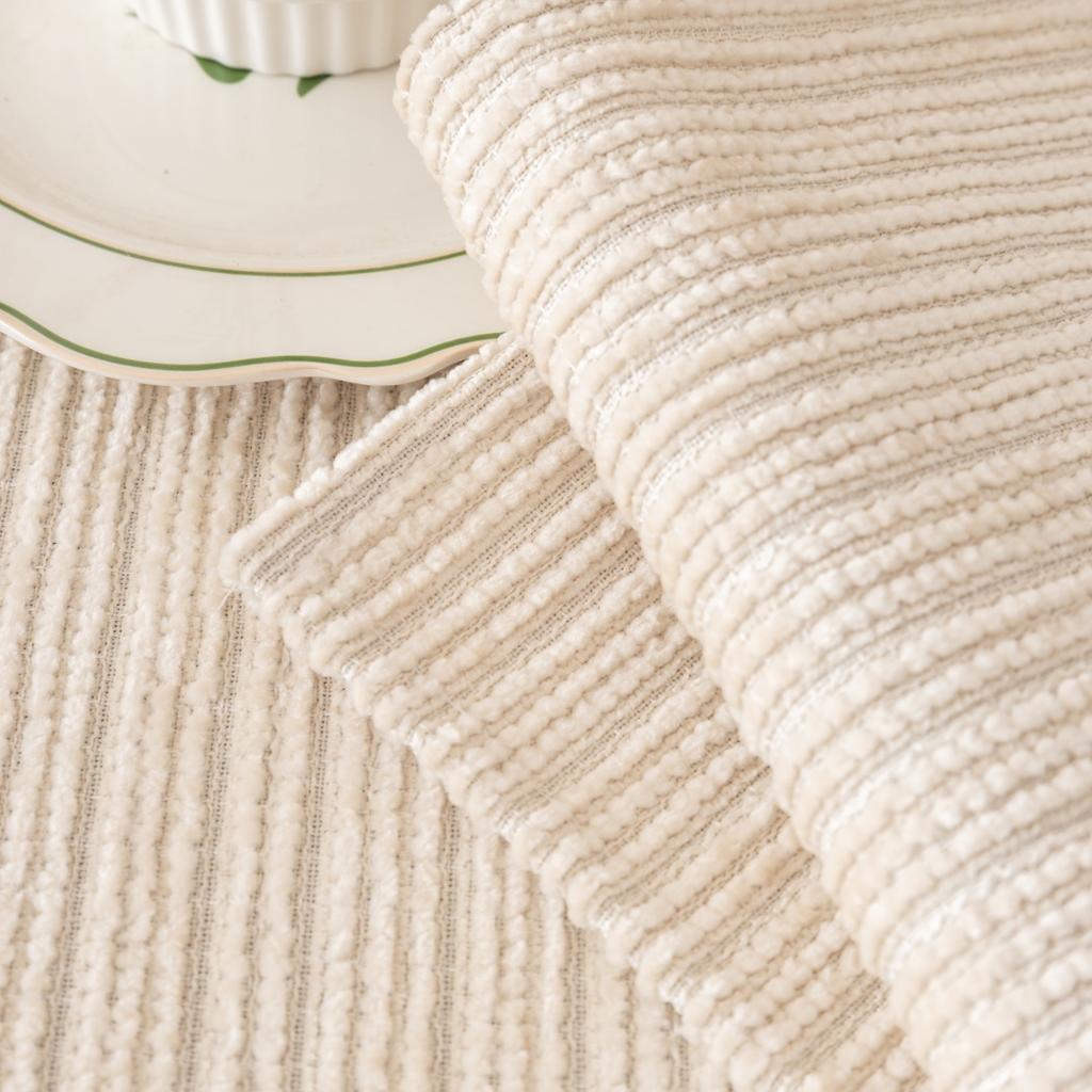 Simplized Solid Thick Non-Slip Chenille Sofa Cushion Cover, Geometric Line Design Universal Sofa Cushion Cover Four Seasons