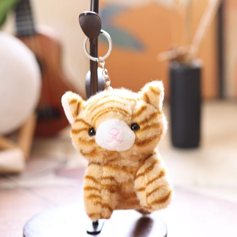 Plush Cat Keychain With Short Pile Fabric For Bag Decoration And Gift
