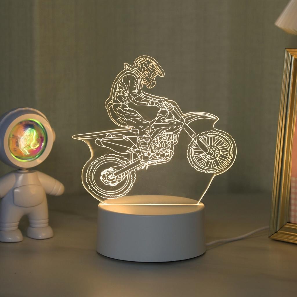 USB 3D Motorrad Experte Kreatives Nachtlicht, Heimdekoration Wohnzimmer Schlafzimmer Dekoration Licht, Geburtstags-Feiertagsgeschenk
