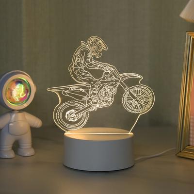 USB 3D Motorcycle Expert Creative Night Light, Home Decoration Living Room Bedroom Decoration Light, Birthday Holiday Gift