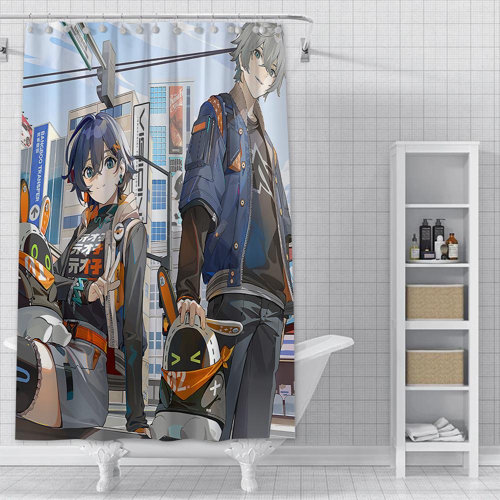 Zenless Zone Zero Shower Curtain Waterproof Polyester Fabric Paint Colorful Bath Curtains Home Bathroom Decor Curtain With Hook