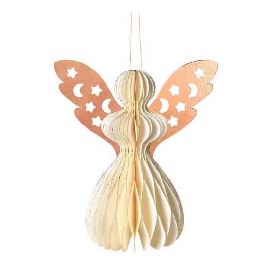 Angel Honeycomb Ornament Paper Angel Hanging Ornament with Sparkling Edge 3D Honeycomb Angel Decoration for Birthday Party Wedding