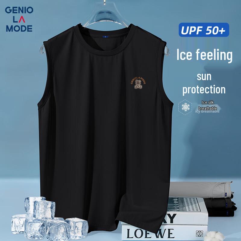 

GENIOLAMODE Men s Ice Silk Leisure Bear Print Tank Top XL