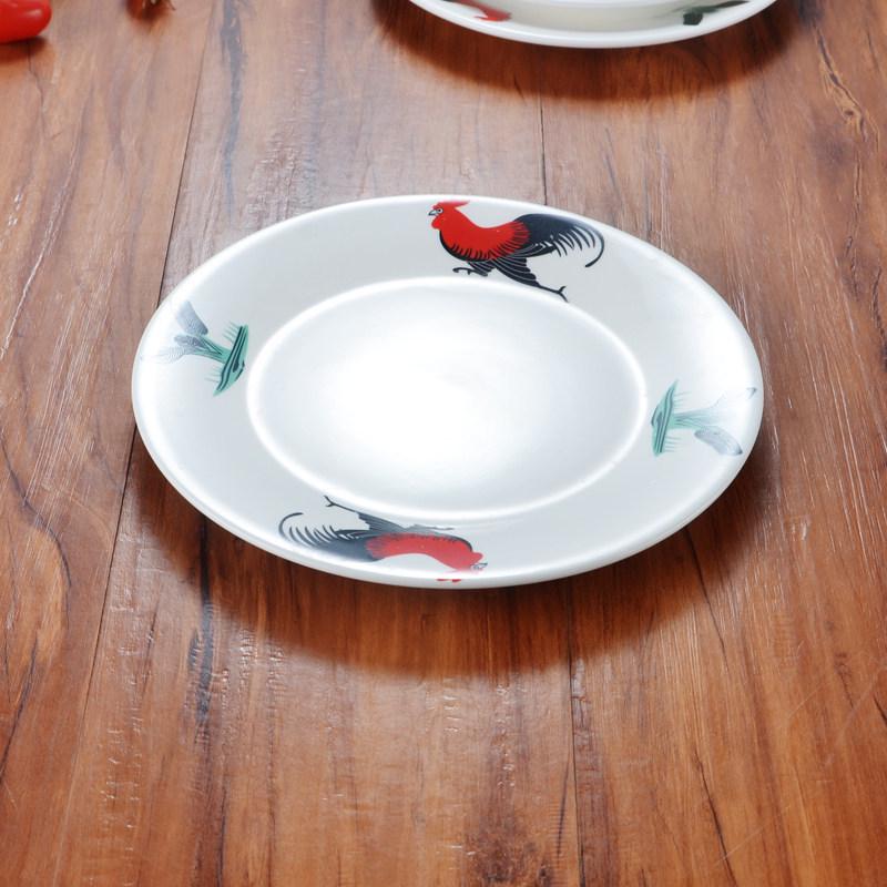 Chinese Style Ceramic Rooster Plate: Nostalgic Farmhouse Round Dish for Restaurant or Hotel Tableware 6-inch Plate