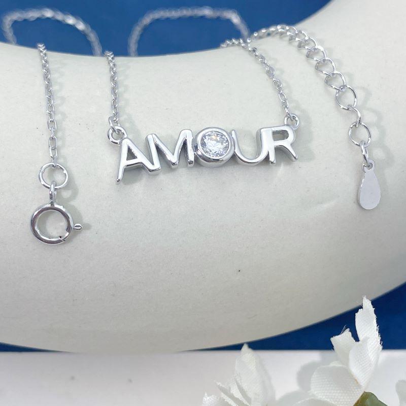 AMOUR S925 Sterling Silver Necklace - Trendy Cross-Border Design for Women 925 Silver