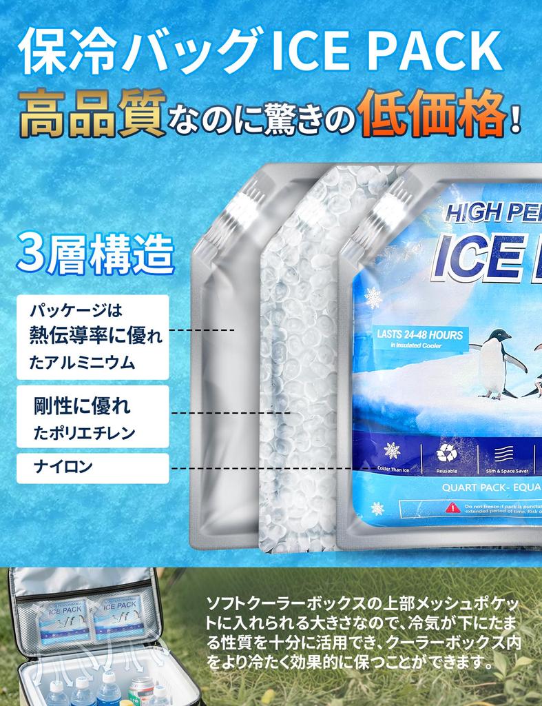 Long-lasting, Powerful Ice Packs for Coolers, Refillable, Thin, Small, and Sub-zero Temperatures, Maintains Temperatures Below -7.8°C for 8 Hours,