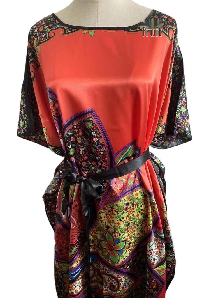 Elegant Lady Silk Robe Set: Qipao Pajamas, Tang Suit, One-Piece Bathrobe Homewear