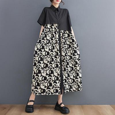 Short Sleeve Plus Size Vintage Floral New In Dresses for Women Casual Loose Summer Shirt Dress