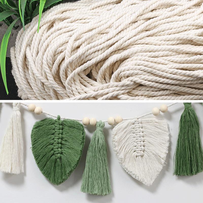 Бохо-листья макраме настенный гобелен хлопковая веревка ручная работа кисточка настенный — фото 2