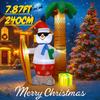 7.87FT Inflatable Beach Snowman Palm Tree Surfboard Toy Xmas Yard Decoration Festive Gift LED Lit Christmas Supplies Home Decor