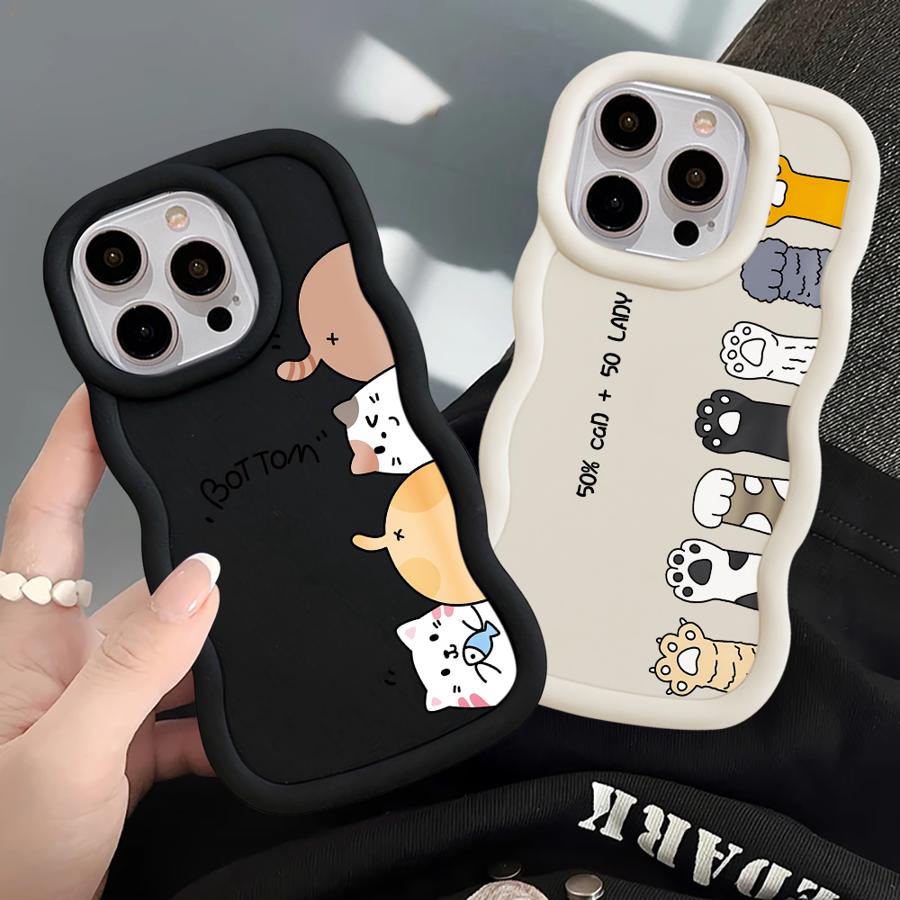 Case for iPhone 8 17 Air 12 13 11 14 16 Pro Max XR 15 Plus Soft Phone Cover Cute Cartoon Cat