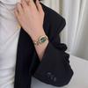 Vintage Round Bracelet Watch Button Design Luxury Ladies Watch Metal Elegant Wristwatch Women