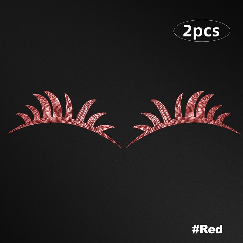 

2 шт. блестящие наклейки на ресницы для автомобильных фар, наклейка на ресницы, украшения для автомобиля, аксессуары для кузова автомобиля, наклейка на лобовое стекло красный