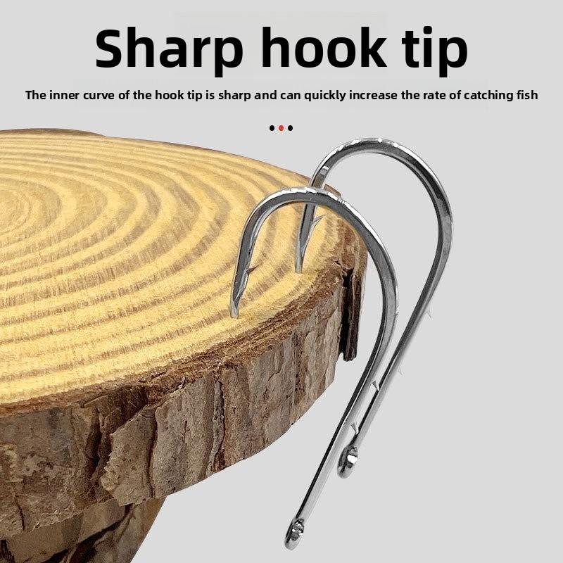 Carbon Steel Hawkbill Tide Hook Double Back Barbed Crooked Beak Fish Hook Straight Shank Hook Single Hook Fishing Tackle