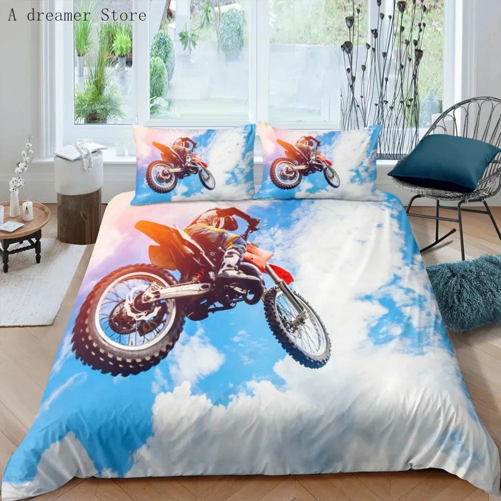 

Motorcycle Race Car Bedding Sets Boys Duvet Cover Custom Bed Linens Single Double Size Adult Decor Home Textiles EU single(135x200cm)