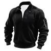 Men's Solid Color Corduroy Zipper Neck Long Sleeve Top Men's Casual Lapel Top