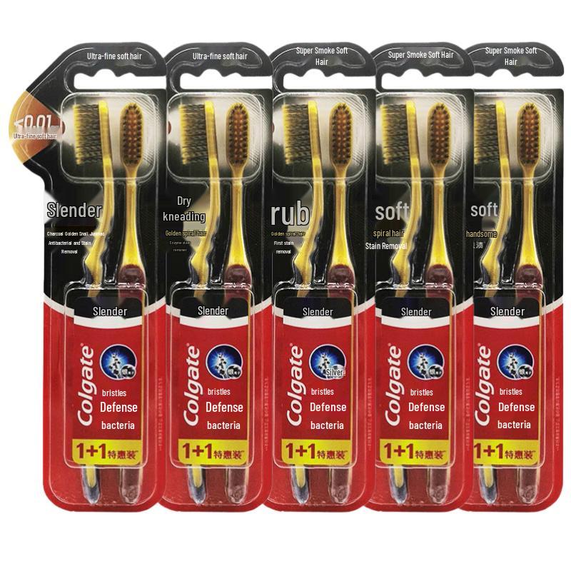 Colgate Slim Soft Charcoal Gold Toothbrush, 10-Pack