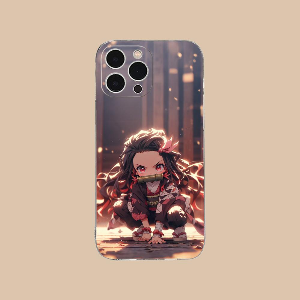 Demon Slayer Anime Nezuko Phone Case for iPhone 16 15 14 13 12 11 X XR XS 8 6 Pro Max Plus Mini Clear Colour Protective Luxury
