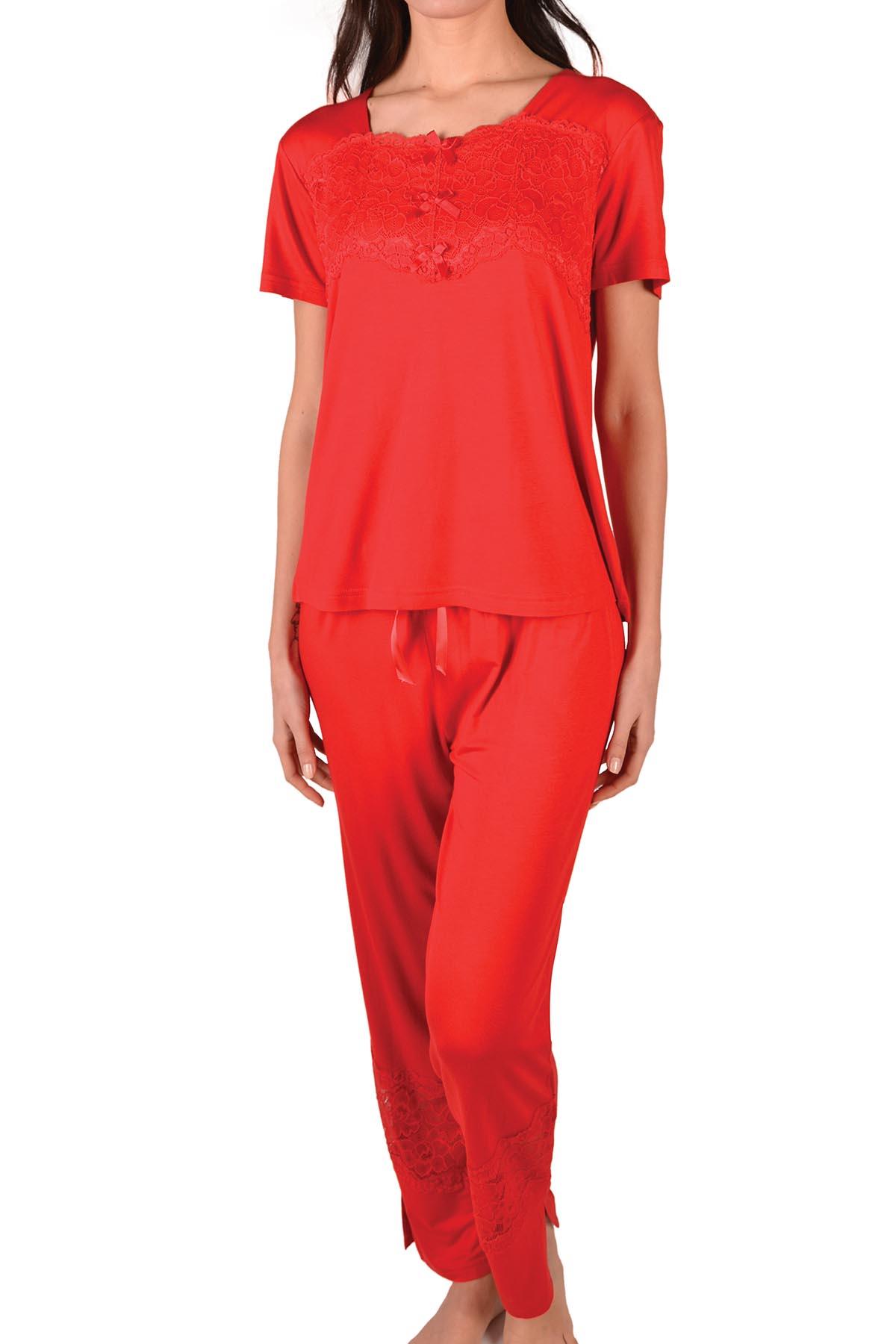 

Женский пижамный комплект из лайкры с короткими рукавами и карманами