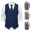 Retro Single-Breasted Men's Suit Vest with Three-Dimensional Pockets