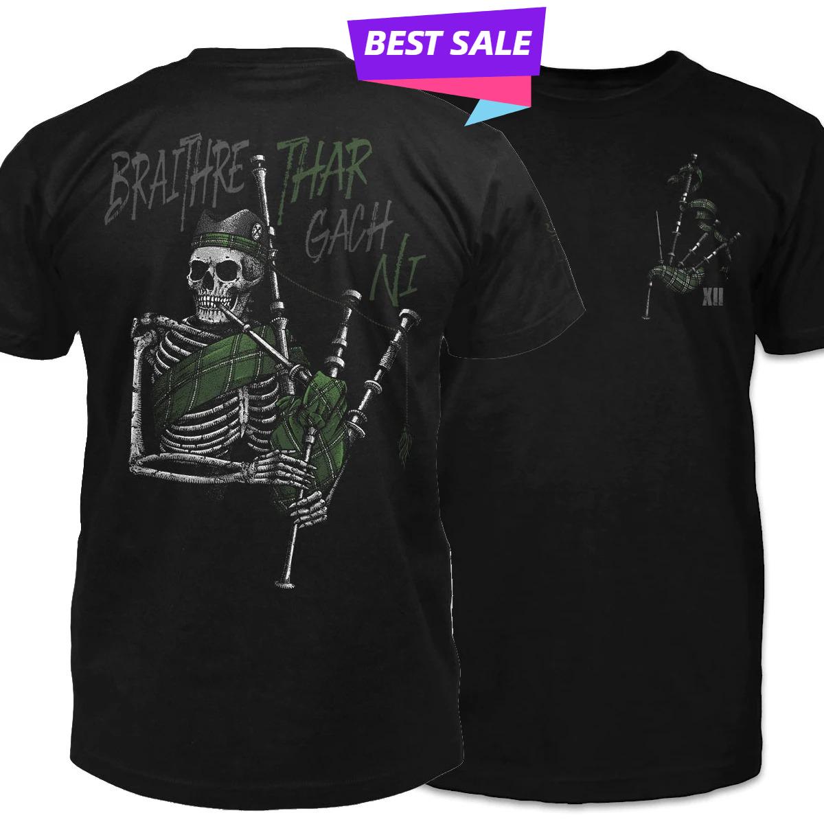 

Gaelic- Brotherhood Before All. Scottish Skeleton Bagpiper T-Shirt 100% Cotton O-Neck Short Sleeve Summer Casual Mens T-shirt... 5XL різнокольоровий