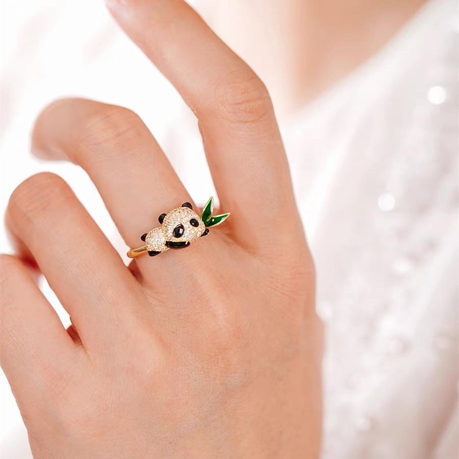 Yanyu Ke Panda Bamboo Open Ring: National Style, Exquisite Niche Design, Perfect Gift for Girlfriends