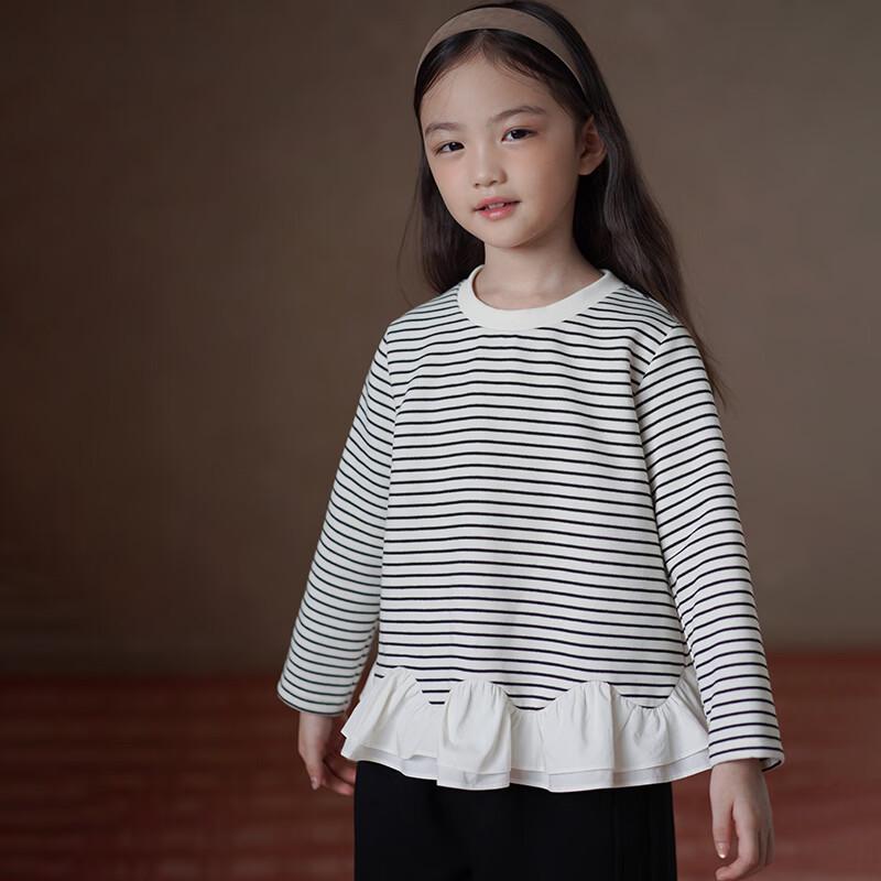 Hacikis Girls  Casual Ruffle-Trim Long-Sleeve T-Shirt 130