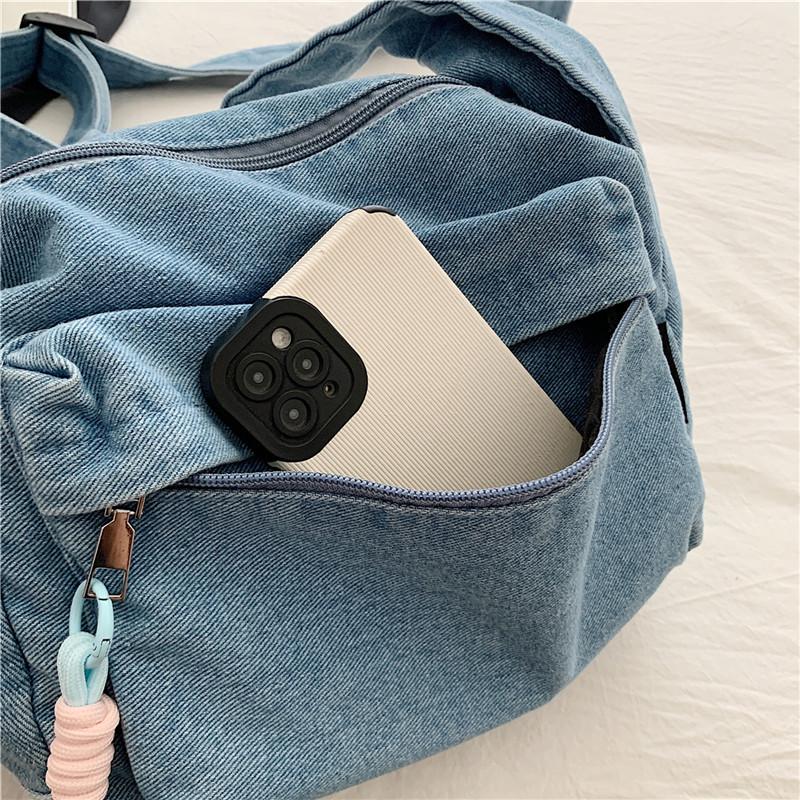 Large Capacity Shoulder Bag Women's Denim Crossbody Bag