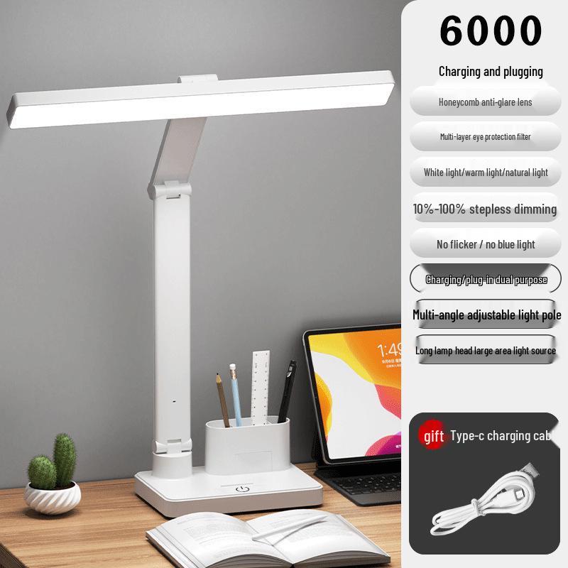 AA Grade Eye Protection Desk Lamp with Clock for Students - Anti-Myopia and USB Charging
