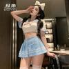 Sexy Lingerie Sexy Sweet Campus Pleated Skirt Split Suit Bow Jk Uniform Seduction Female 6423