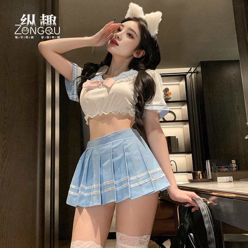 Sexy Lingerie Sexy Sweet Campus Pleated Skirt Split Suit Bow Jk Uniform Seduction Female 6423