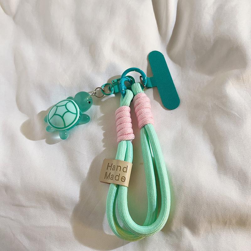 Universal Braided Mobile Phone Lanyard Cartoon Turtle Hanging Chain Ring Cord Detachable Wrist Strap With Patch